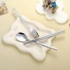 Travel cutlery set, 18/8 stainless steel cutlery, Reusable utensils set with case, Portable Silverware Lunch Box for Camping and Office