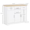 HOMCOM Modern Kitchen Sideboard Buffet Cabinet White Storage Island Dining Room Living Room Furniture