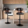 Bar Stools Set of 2 Seat Adjustable Height 25.2-33.8IN - Bentwood Swivel Barstools with Back & Footrest - PU Leather Upholstered Bar Chair for Bar