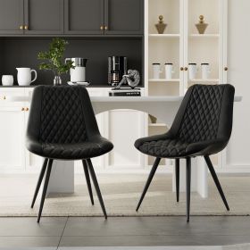 A set of 2 dining bar chairs without armrests is suitable for home, kitchen, dining room, bar and coffee shop (Color: Black)