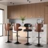 Bar Stools Set of 2 Seat Adjustable Height 25.2-33.8IN - Bentwood Swivel Barstools with Back & Footrest - PU Leather Upholstered Bar Chair for Bar